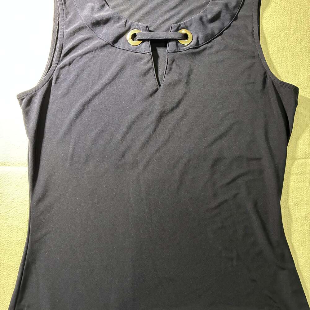 Tommy Hilfiger Women's Navy Cotton Sleeveless Polo Top